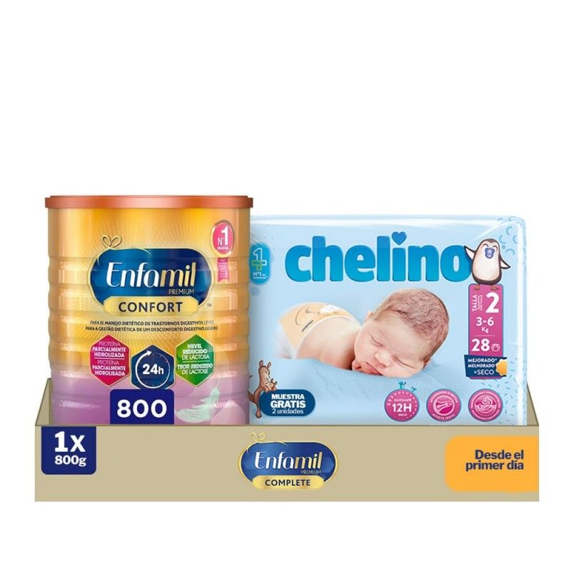 Bienestar y Comodidad para tu Bebé: Pack Enfamil Comfort 800g + Regalo Pañales  Chelino Talla 2