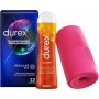 Pack Durex Funda Masturbadora Sensorial + Lubricante Play Calor 50 ml + Placer Prolongado 12 condones