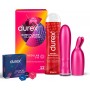 Pack Durex Conejito Vibrador 2 + Lubricante Durex Fresa 50 ml + Preservativos Dame Placer + Juego Dados de Regalo