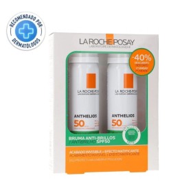 Pack X2 Anthelios Bruma Facial spf50 Protector Solar Rostro Piel Sensible antibrillo - 2x75 ml - La Roche Posay