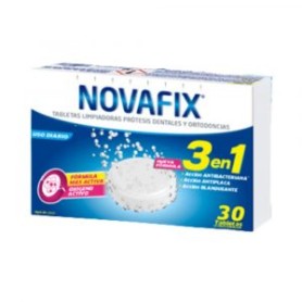 Novafix tabletas Limpiadoras Antibacteriana prótesis dental 3 en 1 30 unidades - Novafix