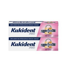 Pack Kukident PRO fija todo el día crema adhesiva prótesis dentales sin sabor 2x47gr - Kukident