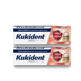 Pack Kukident PRO firmeza al masticar crema adhesiva prótesis dentales sin sabor 2x40gr - Kukident