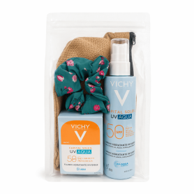 Pack Vichy Capital Soleil UV-Aqua SPF50+ (Spray 200ml + Fluido Invisible 50ml) + Neceser + Coletero - Vichy