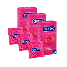 Pack x3 Preservativos Dame Placer con puntos y estrías - Durex (Muestra lubricante regalo)