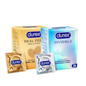 Pack Durex Real Feel Sin Látex 24 + Durex Invisible Extra Sensitivos 24