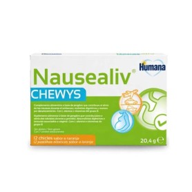 Nausealiv Chewys complemento alimenticio náuseas y mareos 12 chicles sabor naranja - Humana