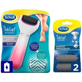 Lima Electrnica para Durezas Pies Velvet Smooth Rosa + Recambios Durezas Persistentes - Scholl