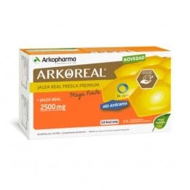 Arkoreal Jalea Real 2500 mg Mega Forte Sin Azúcar 20 Ampollas Complemento alimenticio de vitaminas - Arkopharma