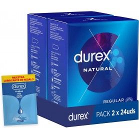 Pack x2 Preservativos Originales Natural Comfort 48 Condones - Durex (Muestra lubricante regalo)