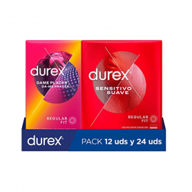 Preservativos Sensitivo Suave 24 + Dame Placer Con Puntos y Estrías 12 - Durex