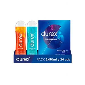 Pack Durex Natural 24 + Lubricante Calor + Lubricante Frescor - Durex